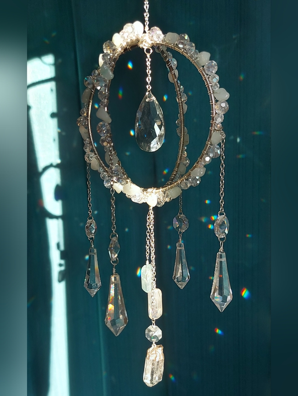 Amazonite & Quartz Crystal Point SunCatcher